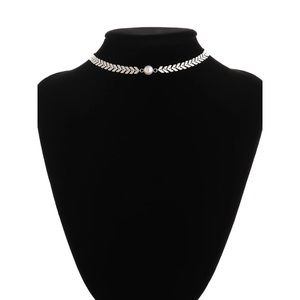 Pear Fishbone Choker Necklace
